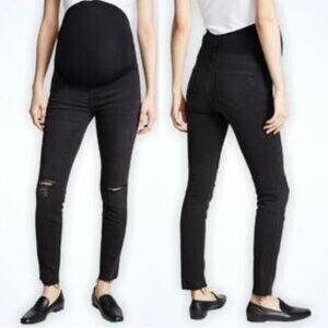 Madewell Black Distressed Over The Belly Maternity Skinny Jeans Size‎ 26